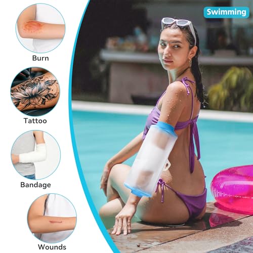 Asunby Cast Covers for Shower PICC Line Small Adult, Waterproof Cast Protector Bag for Shower Upper Arm Post Surgery, Shower Sleeve for Elbows Cast Showering/Swimming - size: Elbow PICC-Small