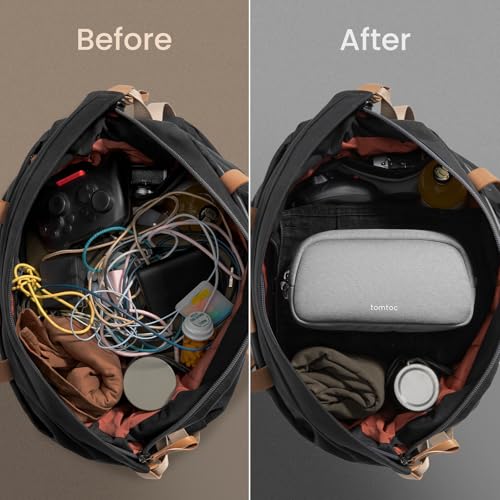 tomtoc Electronics Organizer Travel Case, Water Resistant Travel Bag Cable Organizer for Essentials, Tech Pouch Accessories Carry Storage for Cord, Phone, Cables, Airpods, USB Flash Drive, Daily Items - color: Gray, size: Small