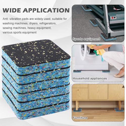 6Pcs Treadmill Mat Pads,Anti-Vibration Pads,4x4" High Density Rubber Shock Absorbing Washer Pads,Non-Skid Protector Mat,Reduc Noise,for Washing Machine Dryer Treadmill Compressor Furniture