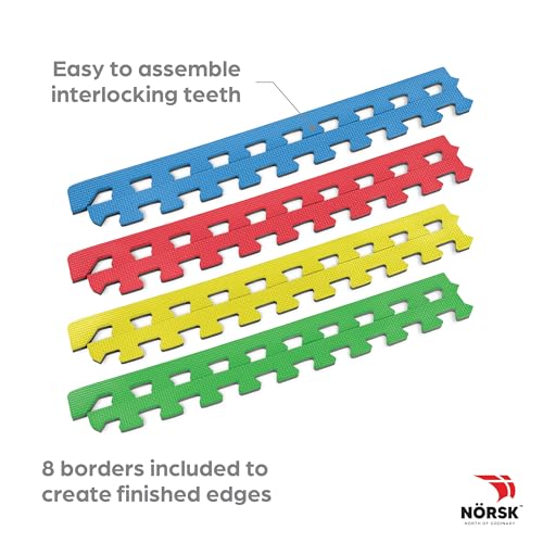 Norsk Reversible Kids Puzzle Play Mats 1/2" Thick EVA Interlocking Foam Tiles (Multicolor/Black 40 Tiles - 160 sq. Ft. 1/2" Thick) - color: Multi Color, size: 40 Tiles - 160 sq. Ft