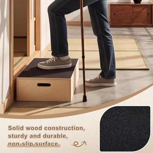 Sintuff Wooden Nesting Exercise Step Platform, Non-slip Wooden Step Stools, Heavy Duty Workout Steps for Balance & Stability Training, 330 Lbs Weight Capacity - color: Nestable