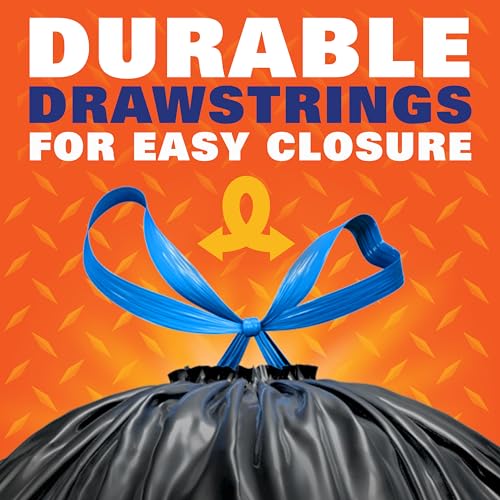 Hefty Strong 30 Gallon Trash Bags, Large Trash Bags 30 Gallon Size, Durable Drawstring Enclosure, Resists Punctures, Leaks, and Tears, Black, Unscented, 56 Bags - size: 56 Count (Pack of 1)