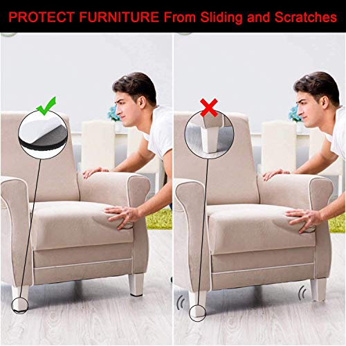 Yelanon Non Slip Furniture Pads -56 pcs（1+2）” Furniture Grippers, Non Skid Furniture Legs,Self Adhesive Rubber Furniture Feet, Anti Slide Furniture Hardwood Floor Protector for Keep Couch Stoppers - size: 56pcs 1"+2"+2" Round & Square
