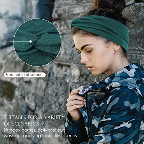 Panleding 12 Pcs Stretchy Headbands for Women, Absorbed Sport Headband Soft Twist Knotted Headbands for Daily Life Yoga Workout - color: Dark Serial