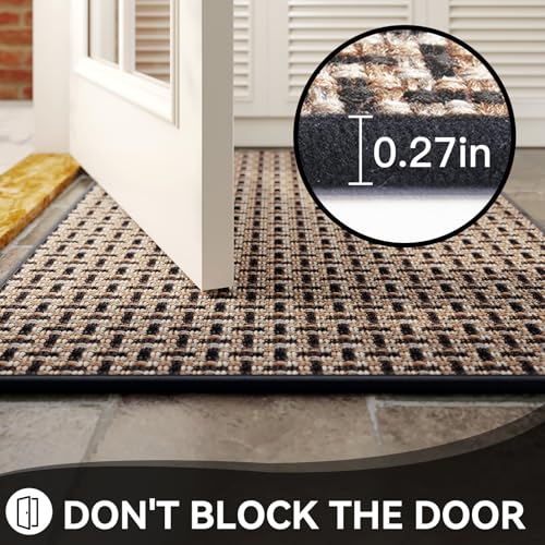 Door Mat 24x72 Dirt Resistant and Absorbent, Non-Slip Rubber Backing Floor Mats, Easy Clean Low-Profile Doormat for Entryway, Front Door, Inside Entrance Black - color: A- Black, size: 24"x72"