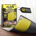 Alien Grip Rug Gripper Carpet Tape - 12pcs, 4x4 in. Anti-Slip Hardwood, Tile Floor, No Damage - Double Sided Reusable, Non Slip Corner Rug Pads - As Seen on TV - size: 12 Pieces | 4 x 4 in