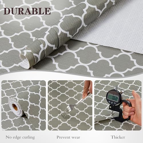 Drawer and Shelf Liner, Non-Slip Kitchen Cabinet Liners Non-Adhesive Thick Strong Grip Waterproof Washable Mats Protect Dresser Shelves Cupboard Bathroom Cabinets, Gray, 12 in X 10 FT - color: Gray, size: 11.8"W x 118"L
