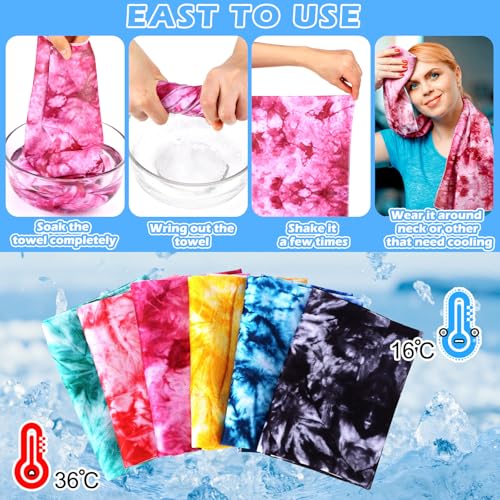 12 Pcs Tie Dye Cooling Towel for Neck and Face, 40 x 12 Inch Soft Microfiber Breathable Chilly Ice Towel, Stay Cool Sweat Rags for Sports Biking Hiking Running Yoga Golf Camping - style: Tie Dye