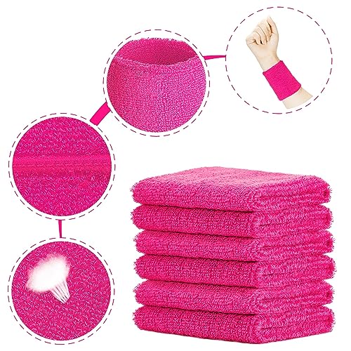 Willbond Wrist Sweatbands, Sports Sweatbands for Competition, Sweat Absorbent, for Basketball, Tennis, Football, Running and Work (Pack of 6) - color: Neon pink, neon green, sky blue
