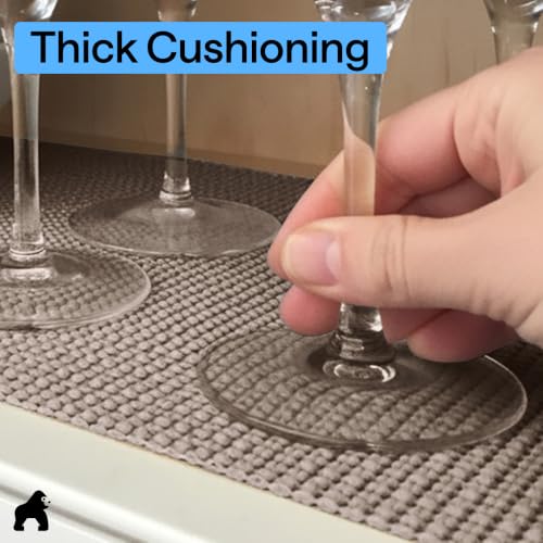 GORILLA GRIP powerGRIP Drawer Shelf and Cabinet Liner, Thick Strong Hold, Non-Adhesive Liners Protect Kitchen Cabinets and Cupboard, Bathroom Drawers, Easy Install, Breathable Mat, 12" x10', Beige - color: Beige, size: 12" X 10', style: 12" x 10'