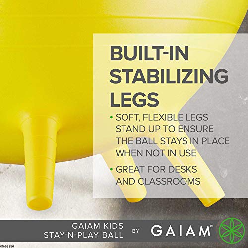 Gaiam Kids Stay-N-Play Children's Balance Ball - Flexible School Chair Active Classroom Desk Alternative Seating Built-In Stay-Put Soft Stability Legs, Includes Air Pump - color: Blue, size: 45cm