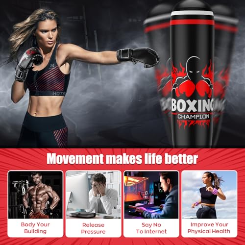 Freestanding Punching Bag, Includes Boxing Gloves and Electric Air Pump