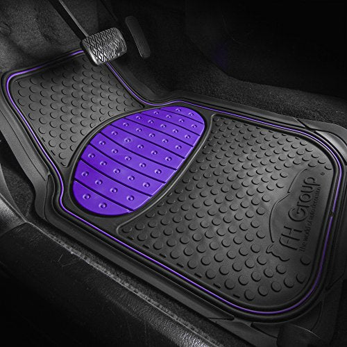 FH Group Car Floor Mats - Heavy-Duty Rubber Floor Mats for Cars, Universal Fit Full Set, Trimmable Automotive Floor Mats, ClimaProof Floor Mats For Most Sedan, SUV, Truck Floor Mats Purple - color: Purple