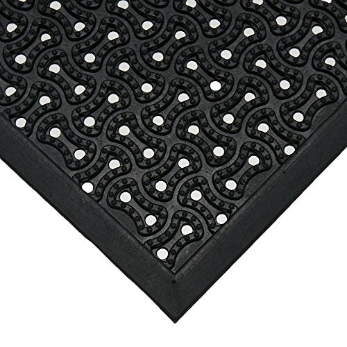 Rubber-Cal "Dura-Scraper Drainage Commercial Door Mat - 3/8 in x 3 ft x 5 ft - Black Rubber Doormats - size: 3' x 5' (Rectangular)
