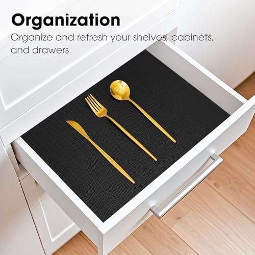 Drawer and Shelf Liner, Non-Slip Kitchen Cabinet Liners Non-Adhesive Thick Strong Grip Waterproof Washable Mats Protect Dresser Shelves Cupboard Bathroom Cabinets, Black, 12 in X 10 FT - color: Black, size: 11.8"W x 118"L