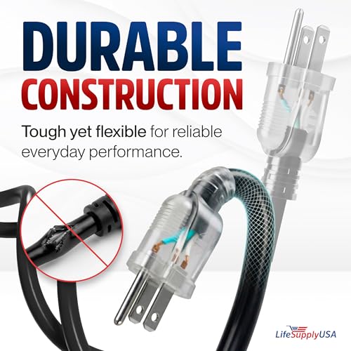 25ft Outdoor/Indoor Extension Cord 12/3 Gauge Extra Heavy Duty 3 Prong SJTW, Waterproof, Flexible Cold-Resistant Long Power Cord,15A 125V 1875W, Black by LifeSupplyUSA - color: Black, size: 25 FT, style: 12AWG