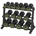 HANDBODE Rubber Coated Hex Dumbbell Set with Rack, 300-840 lb | Fixed Weights Sets with Heavy Duty Storage Stand, Multiple Weight Options Home Gym Equipment for Strength Training - style: 650 lb Set (20-75 lb) with Rack