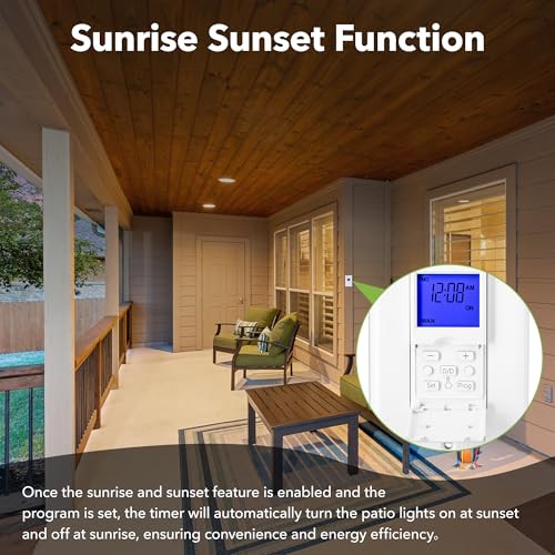 BN-LINK Astronomical Timer Switch for Lights, 7 Day Programmable Switch | Auto Sunrise Sunset Light Timer Switch, 18 ON/OFF Programs, DST/Random Mode, Neutral Required, Free Wall Plate, ETL listed - color: Astronomical with Backlight, size: 1 Pack