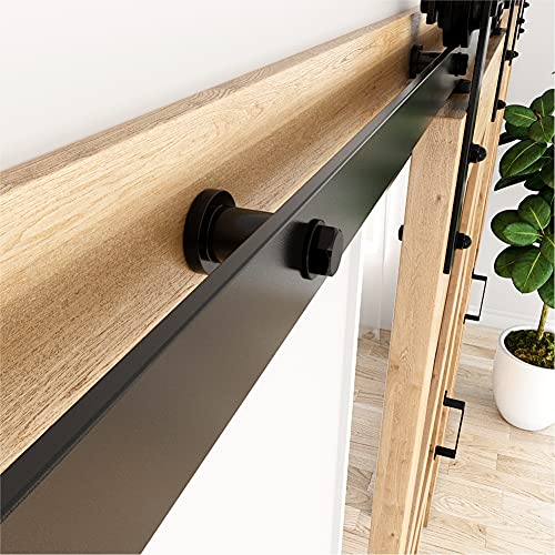 ZEKOO 1-3/8" Barn Door Hardware Spacers with Lag Bolts Wall Anchor, 4 Sets | Heavy Duty Sliding Door Hardware Rail Spacers Replacement for Connecting Track, Carbon Steel Connection Device, Matte Black - size: 1-3/8'' 4-PCS