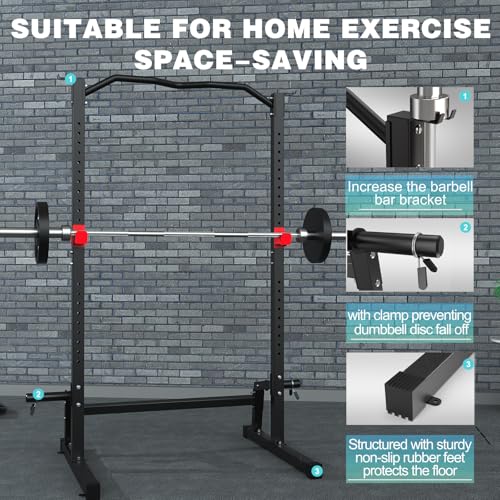Power Cage Height Adjustable Squat Rack Home Gym Power Tower Multi-Function Pull Up Station Strength Training Squat Stand Barbell Rack - style: Power Cage + 10LB*2