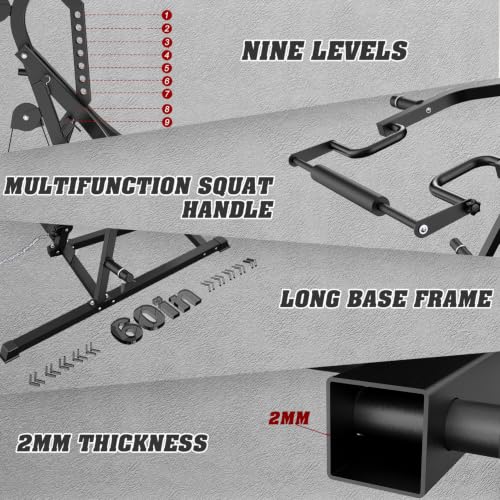 DONOW Leverage Gym Home Gym System Workout Station with LAT Pulldown | Upgraded Weight Plate Holder No Slide Off, Multi Function Squat Rack and Pulley System, US Team Service, 6 US Warehouses - color: Black