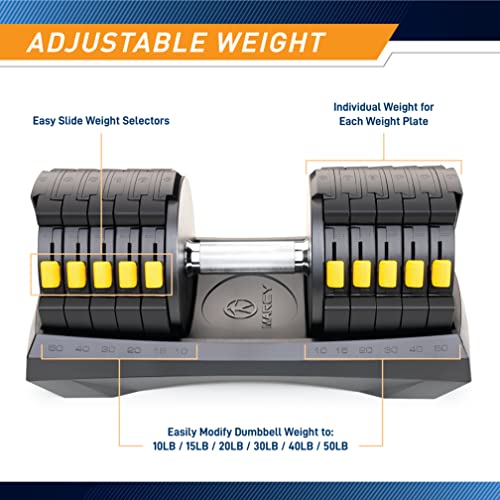 Marcy Adjustable Dumbbell System – 6-in-1 Free Weights for Home Gym, 50 lbs Single or 100 lbs Pair Options for Strength Training - style: 100lb, Set of 2