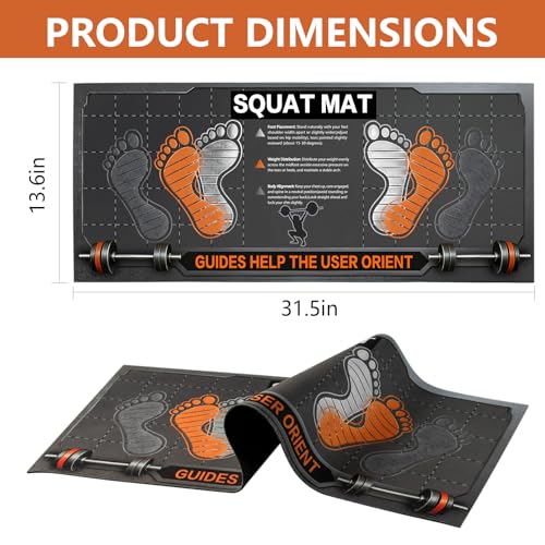 Non-Slip Squat Mat with Foot Position, Anti Slip Training Mat, Professional-Grade Exercise Mat Perfect for Squats, Squat Pads Can Activate Muscles, Versatility and Safety for Home Fitness Enthusiasts 31.5'' X 13.8'' - color: Gray