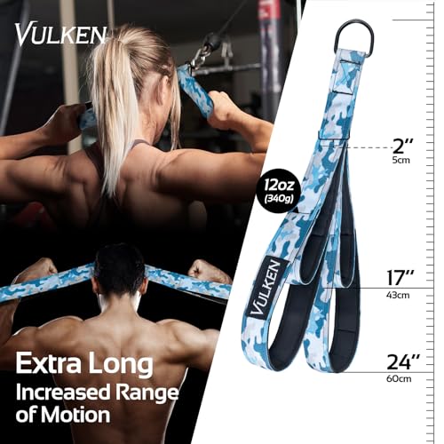 Vulken Tricep Rope Cable Attachment. Two Size in One Extra Long Pull Down Rope. Triceps Extension Straps Gym Equipment. Home Workout Handles for Resistance Bands. - color: Blue