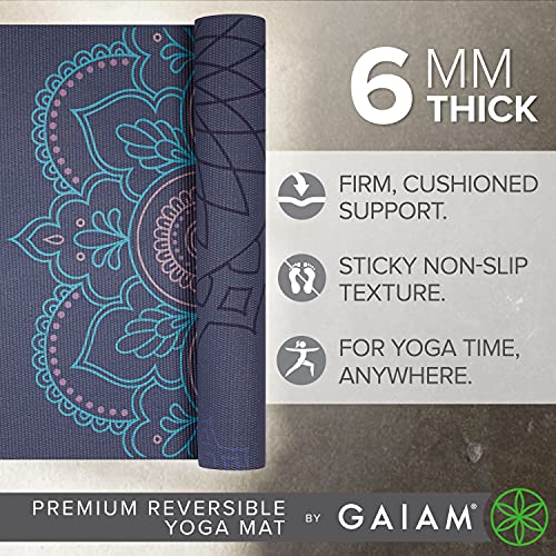 Gaiam Yoga Mat - Premium Print Reversible Extra Thick Non Slip Exercise & Fitness Mat for All Types of Yoga, Pilates & Floor Workouts - color: Purple Illusion