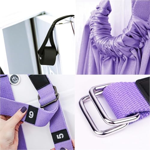 Leg Stretcher Strap - Yoga Stretching Strap,Yoga Door Swing,Backbend Training Rope with Door Anchor, Flexibility Trainer Stretching Equipment Assist Stretch Strap for Fitness Gymnastics Dance Aerial Ballet (purple) - color: purple.