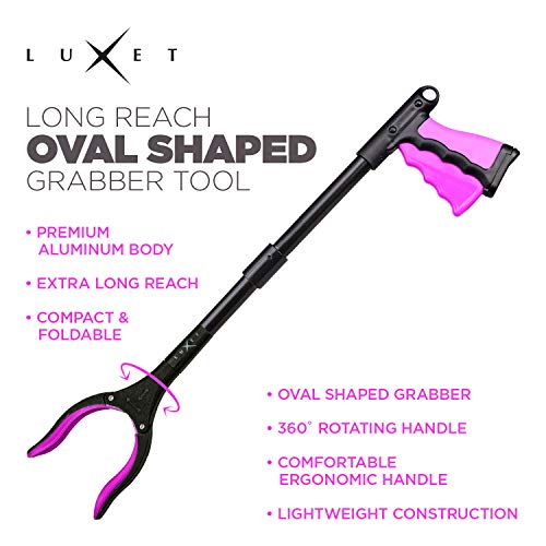 Grabber Reacher Tool 19 Inch Long, Foldable Pick Up Stick - Strong Grip Magnetic Tip - Heavy Duty Trash Picker Claw Reacher Grabber Tool Elderly Wheelchair Mobility Aid (Pink) - color: Pink