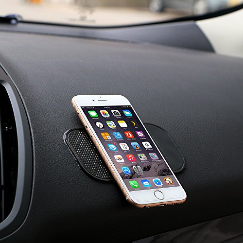 Car Dashboard Non Slip Mat, Bysameyee 5-Pack Anti-Slide Sticky Extra-Thick Dash Pad for Radar Detector, Cell Phone, Keys, Glass, Mirrors, Metal, GPS, Coins - size: 5.5 x 3.2 Inch