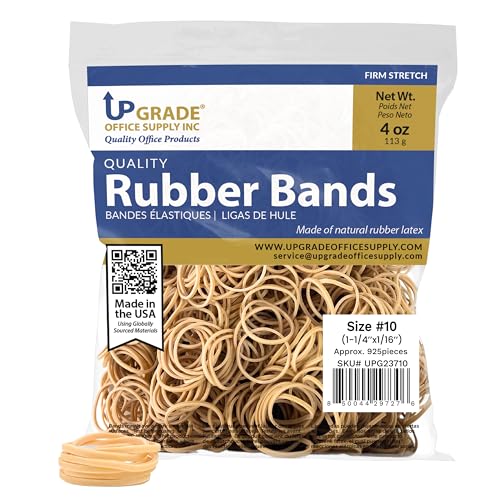 Upgrade Office Supply Rubber Bands, Size #10, 925 Count, 4 oz, USA