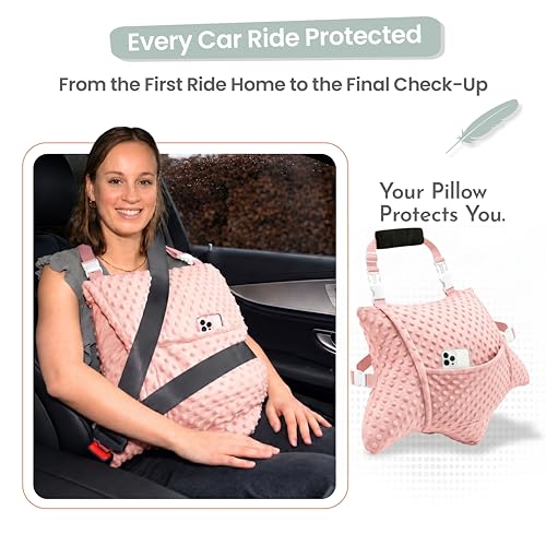MOYOAMA Hysterectomy Pillow Post Surgery – Form-Fit Support Shield with Secure Straps, 2 Pockets, & Cozy Muff – After Hysterectomy Recovery Must-Haves, Post-Op C-Section Pillow Post Surgery Gifts - color: Rose Gold