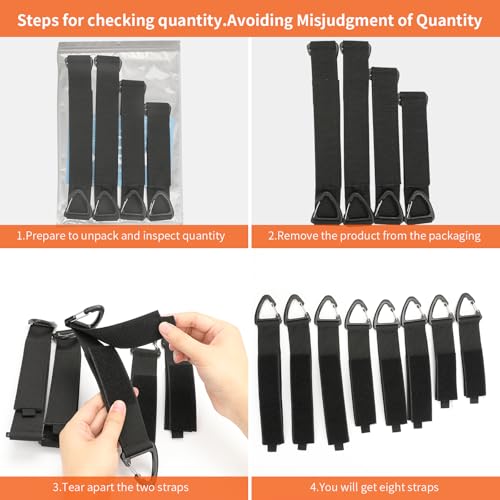 ZTSXLLIM Extension Cord Storage, Electrical Cord Organizer, Cable Clip 8PCS | Assorted Sizes, Heavy Duty Ties, Cord Straps with Carabiner, Indoor and Outdoor, For Garage, House, Yard, Storage, Workshop - size: 3L/3M/2S