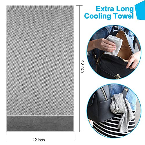 Sports Towel for Instant Cooling Relief Microfiber Towels for Golf Workout Swimming Gym Yoga Travel Camping Fitness 40"x12" Sweat Towel (Blue+Gray) - color: Blue+gray