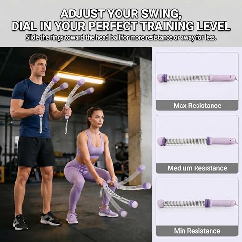Cordless Ropeless Battle Ropes for Home Gym | Adjustable Portable Battle Ropes with Storage Bag, Exercise Equipment for Strength Training Men& Women,Purple