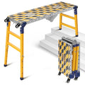 Versatile Portable Steel Work Bench+Step Ladder 2 in 1 | 1102lb Load Capacity Folding Welding Table with Height 23 to 35 inches Adjustable Folding Portable Platform with Non-Slip Mat - size: 47.24" × 14.2"