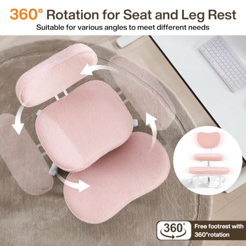 Fizzin Ergonomic Cross Legged Office Chair, Height Adjustable Swivel Desk Chair, Pink - color: Pink