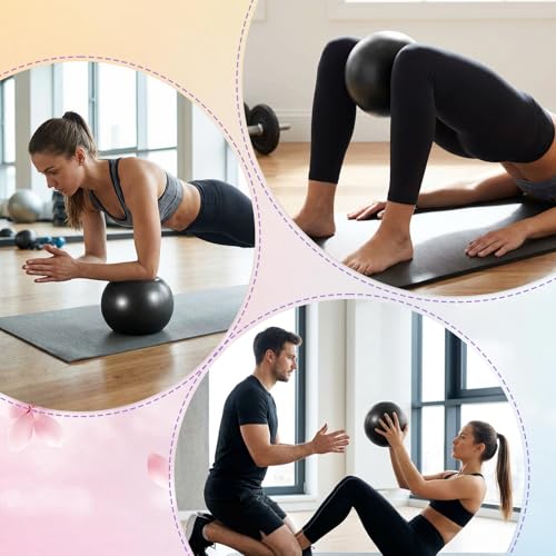 4 Pcs Small Exercise Pilates Ball Bulk 9 Inch Mini Yoga Balls Anti Burst and Slip for Stability, Fitness, Physical Therapy, Stretching & Core Workout at Home Gym Office Class - color: Solid Black
