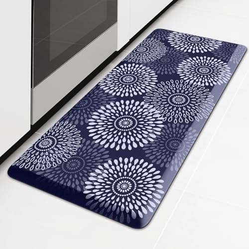 LuxStep Kitchen Mat Waterproof Kitchen Rugs for Floor Cushioned Anti-Fatigue Mat Non-Slip Standing Desk Mat Comfort Floor Mats for House Sink Office 17.3" x 39" Blue - color: Blue, size: 39"L x 17.3"W x 0.5"Th