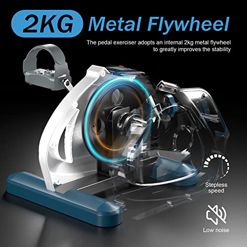 Under Desk Bike Pedal Exerciser Portable Mini Home Exercise Bike with 5LBS Flywheel Sitting Peddler Exerciser for Seniors Legs and Arms Trainer Physical Therapy Equipment Fitness Exercise Bicycle - style: white