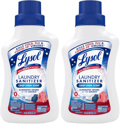 Lysol Disinfectant Laundry Sanitizer & Scent Booster, Detergent Additive, Color Safe Bleach Alternative, Odor Eliminator, Kills Bacteria & Viruses, Crisp Linen Scent, 41 Fl Oz Liquid (Pack of 2)