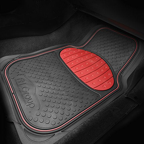 FH Group Car Floor Mats - Heavy-Duty Rubber Floor Mats for Cars, Universal Fit Full Set, Trimmable Automotive Floor Mats, Climaproof Floor Mats for Most Sedan, SUV, Truck Floor Mats Red - color: Red