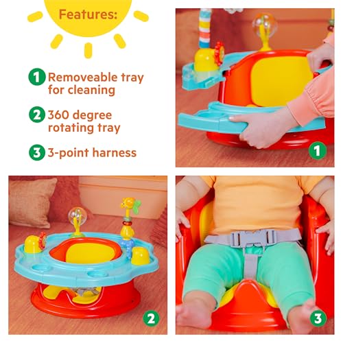 Bright Starts 3-in-1 SuperSeat Playful Paradise, Baby Activity Seat with Toys, Snacking Tray, Booster Seat, BPA Free Tray, Unisex, 6 Months + - color: Playful Paradise