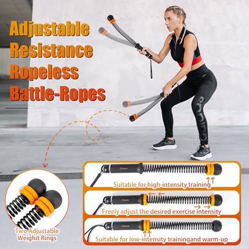 Portable Ropeless Battle Ropes,Adjustable Weights Cordless Battle Ropes,for Home Gym with Storage Bag,Versatile Exercise Equipment,for Low-Impact Workouts Strength and (HIIT),for Men & Women