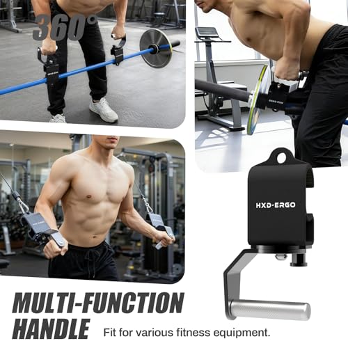 HXD-ERGO Rotating Pull-Up Handles-Ergonomic Exercise Handle for LAT Pulldown Attachments/Seated Rows/Barbell Handles -Quick Attachment to Bar for Strength Training Workout - color: Black-Fixed rotation