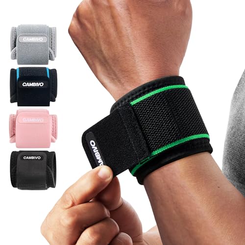 CAMBIVO 2 Pack Wrist Brace for Carpal Tunnel with wraps, Black-Green | Wrist Support, Adjustable Wrist Wraps for Weightlifting, Tendonitis, Pain Relief, Sleeping, Night, Gym, Neoprene, Both Hands - color: Black-Green