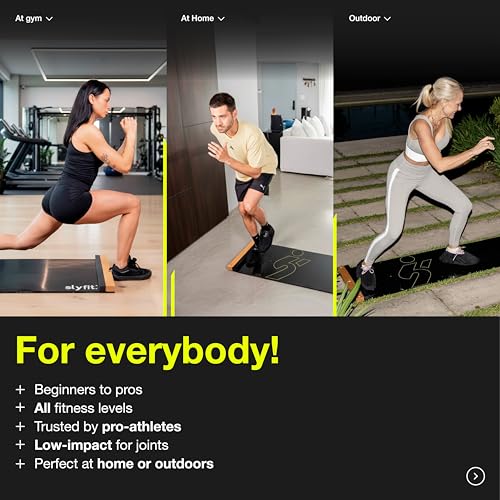 Slyfit Slide Board – Revolutionize Your Workouts: Slide Exercise at Home with Booties for Fitness, for Multi-Sport Training, Core Strength, Flexibility – Low-Impact Durable Home Gym Equipment for Balance and Agility