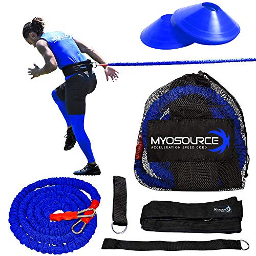 Acceleration Speed Cord Bungee Multi-Sport Resistance Training Kit - Improve Strength, Power, Agility, Vertical Jumping, Sprint Speed – 3 Waist Belt Sizes (S, M, L) Available - Kinetic Bands - size: Medium (32-39 inch waist)